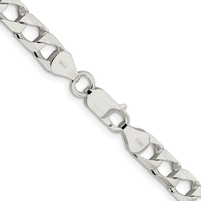 Sterling Silver Rhodium-plated 6.25mm D/C Square Curb Chain