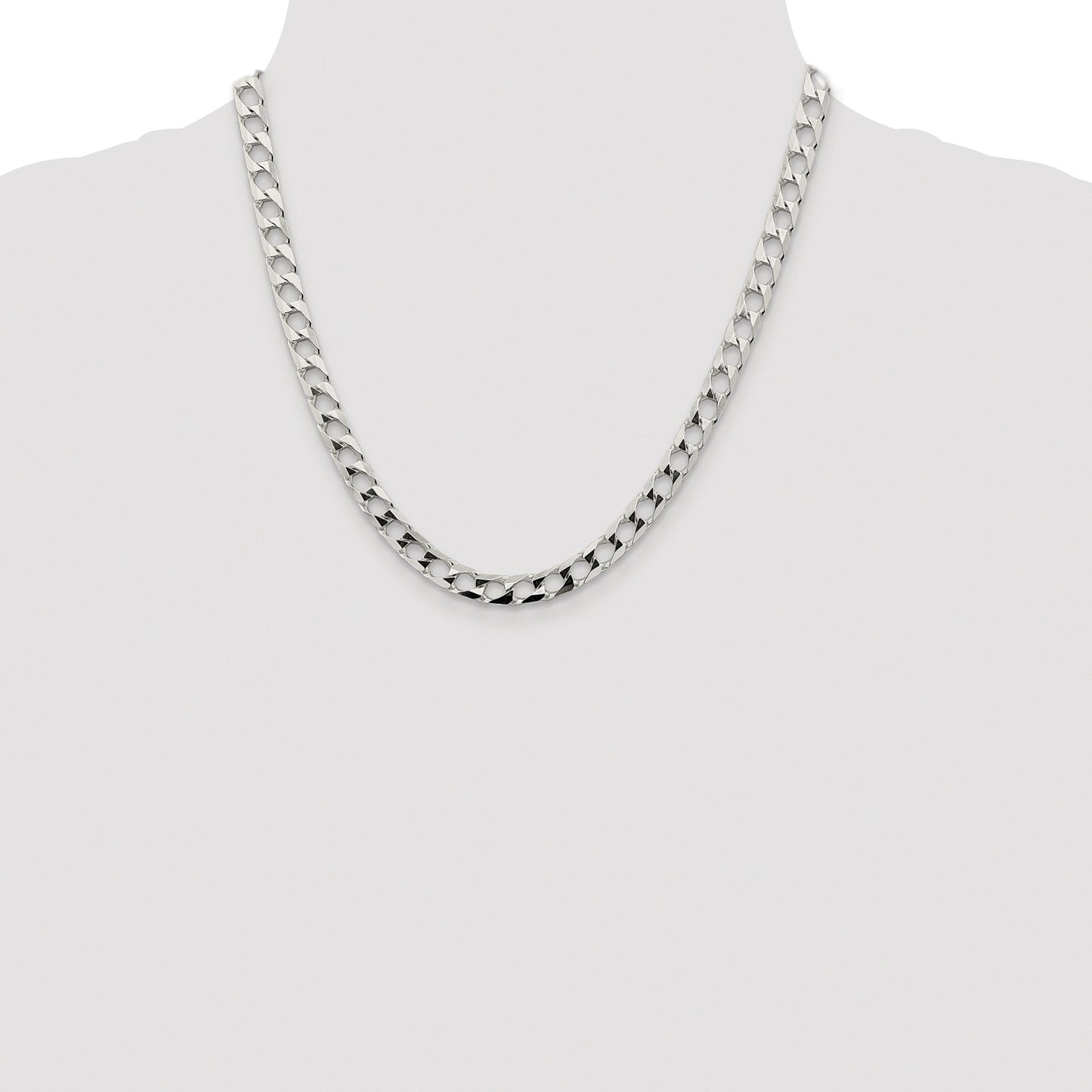 Sterling Silver Rhodium-plated 6.25mm D/C Square Curb Chain