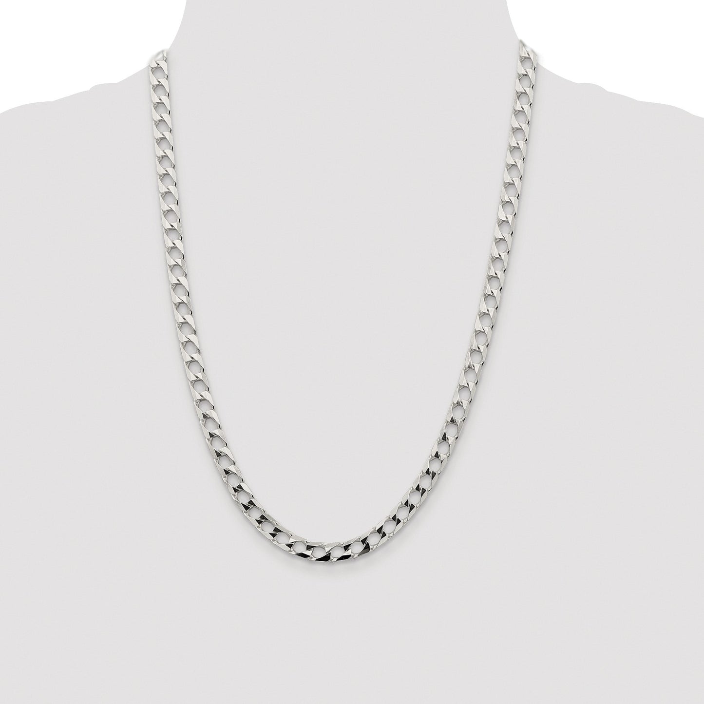 Sterling Silver Rhodium-plated 6.25mm D/C Square Curb Chain