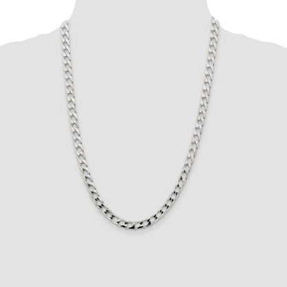 Sterling Silver Rhodium-plated 6.25mm D/C Square Curb Chain