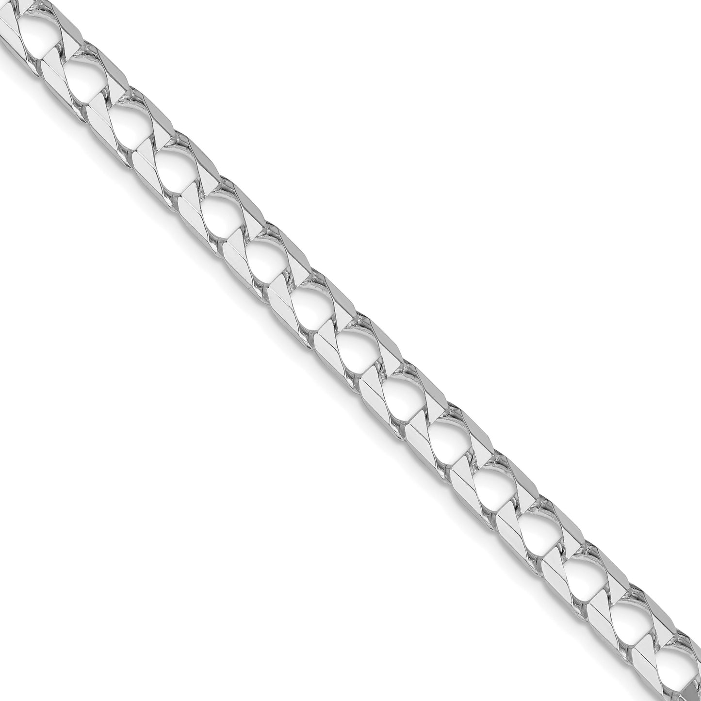 Sterling Silver Rhodium-plated 6.25mm D/C Square Curb Chain
