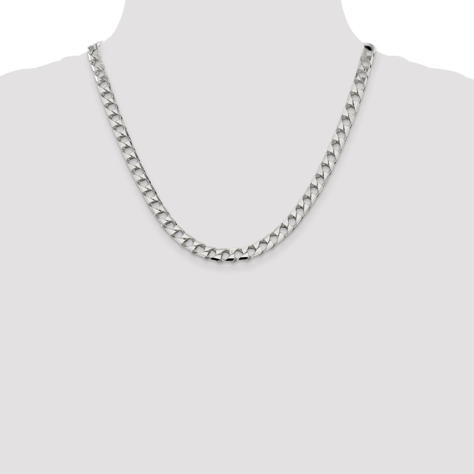 Sterling Silver 7.2mm D/C Square Curb Chain