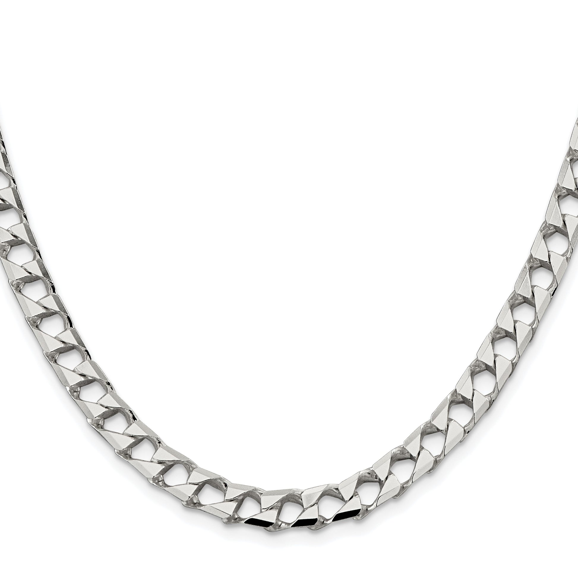 Sterling Silver Rhodium-plated 7.2mm D/C Square Curb Chain