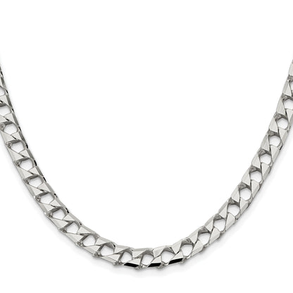 Sterling Silver Rhodium-plated 7.2mm D/C Square Curb Chain