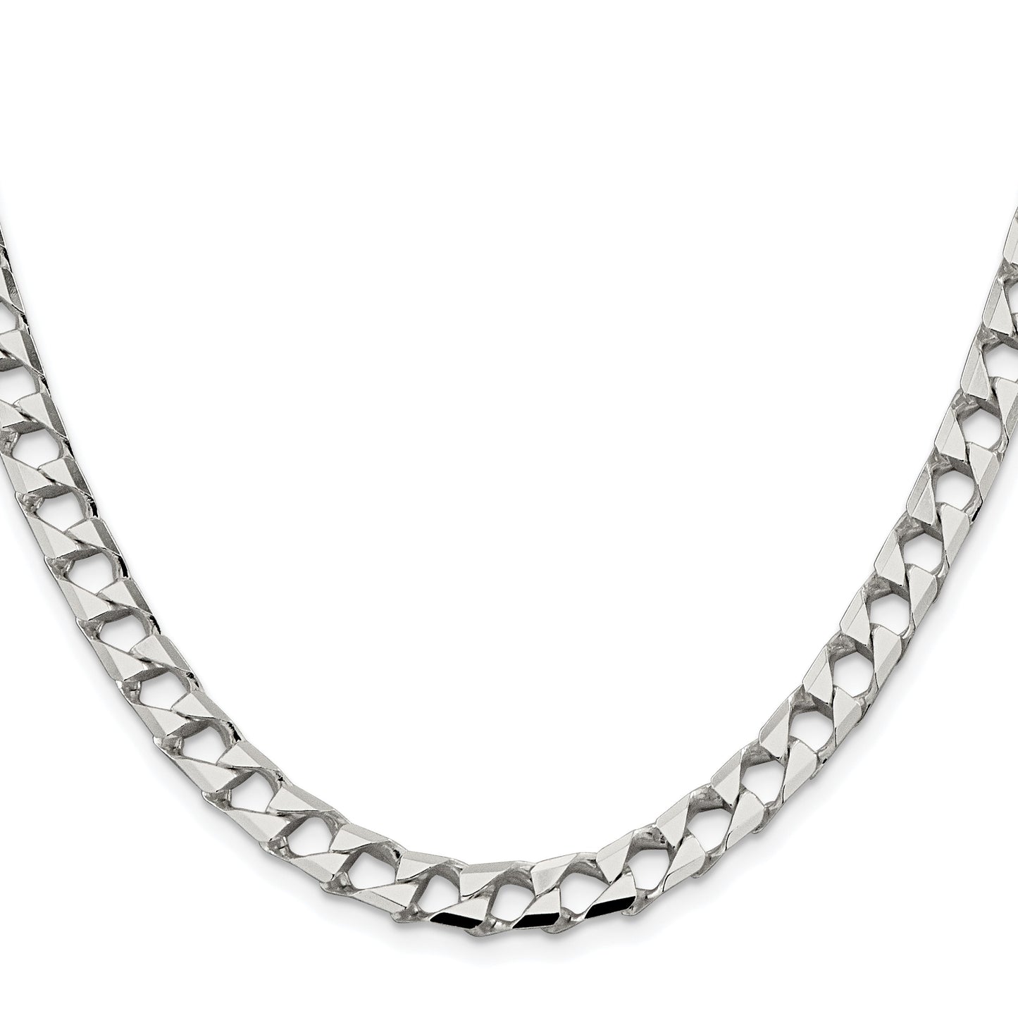 Sterling Silver Rhodium-plated 7.2mm D/C Square Curb Chain