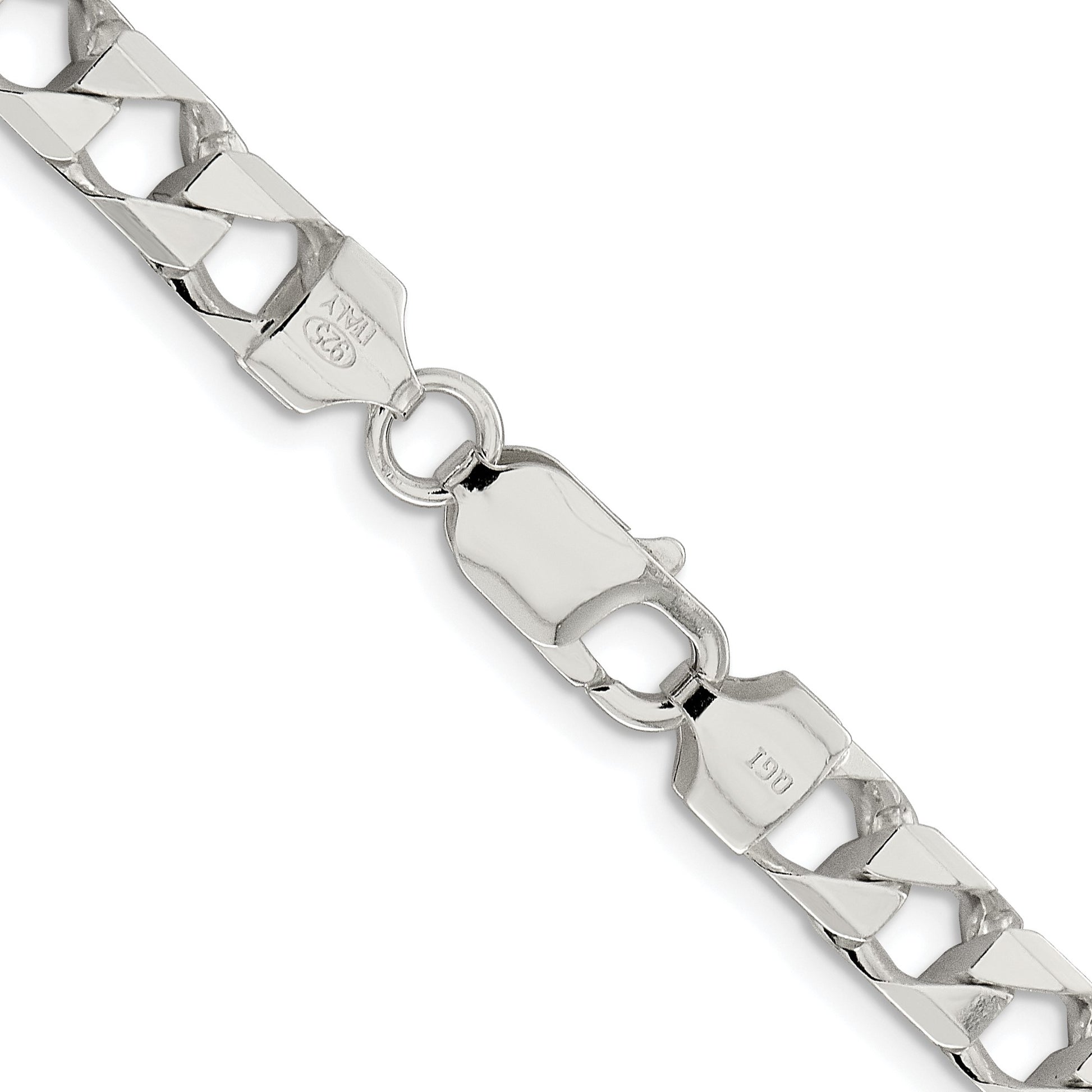 Sterling Silver Rhodium-plated 7.2mm D/C Square Curb Chain