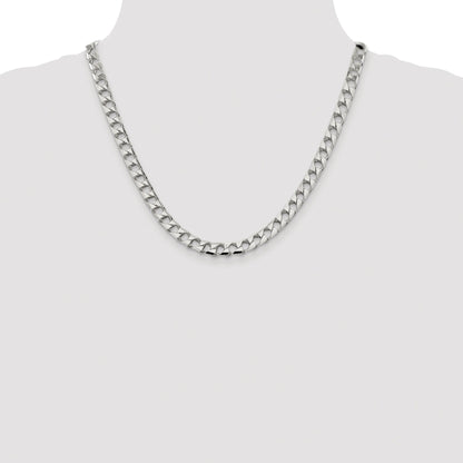 Sterling Silver Rhodium-plated 7.2mm D/C Square Curb Chain