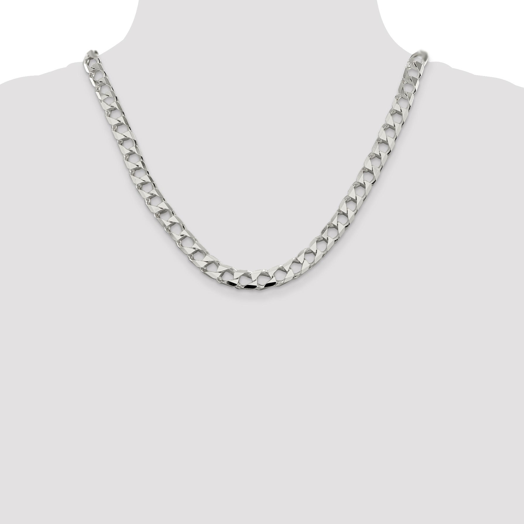 Sterling Silver 8.6mm D/C Square Curb Chain