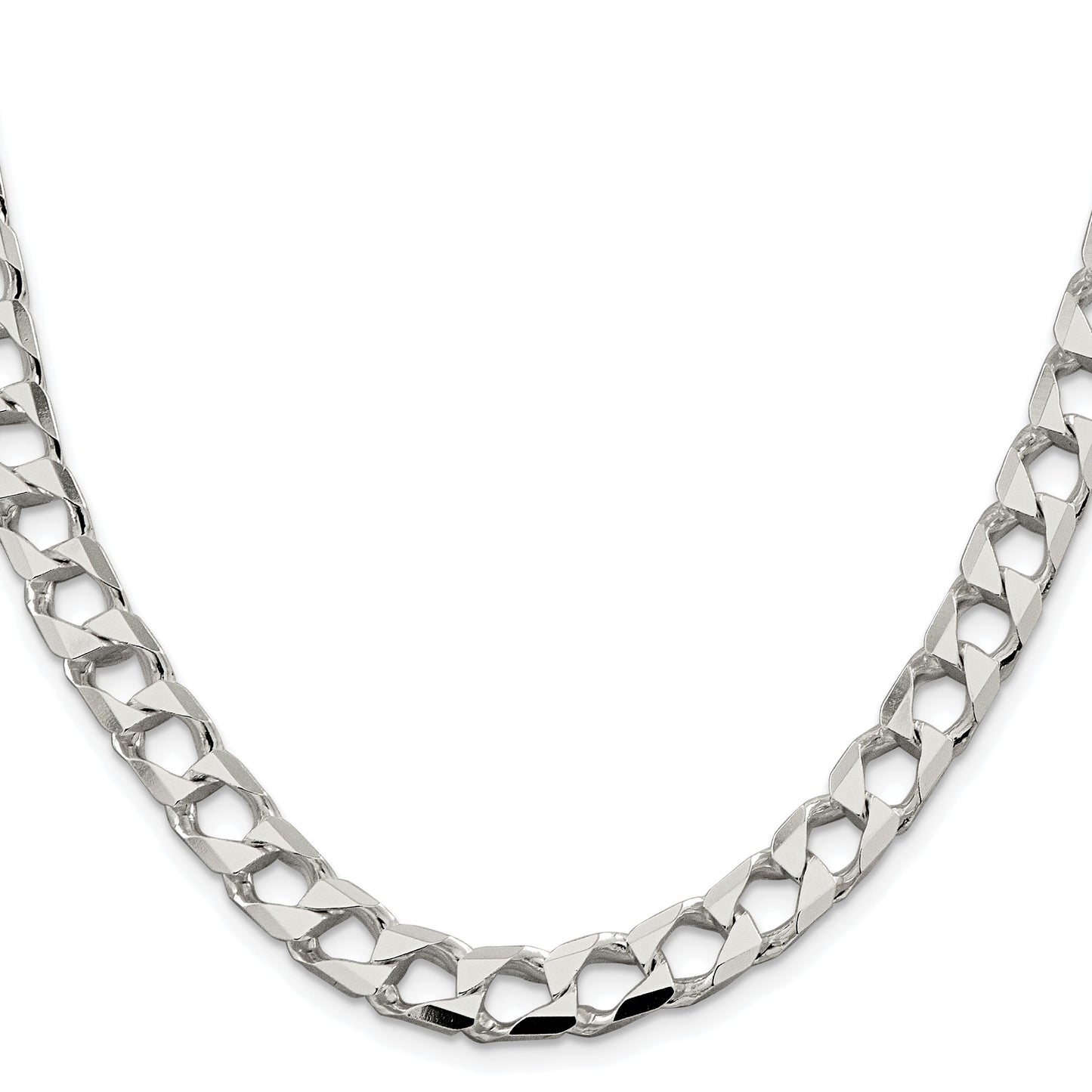 Sterling Silver Rhodium-plated 8.6mm D/C Square Curb Chain