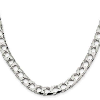 Sterling Silver Rhodium-plated 8.6mm D/C Square Curb Chain
