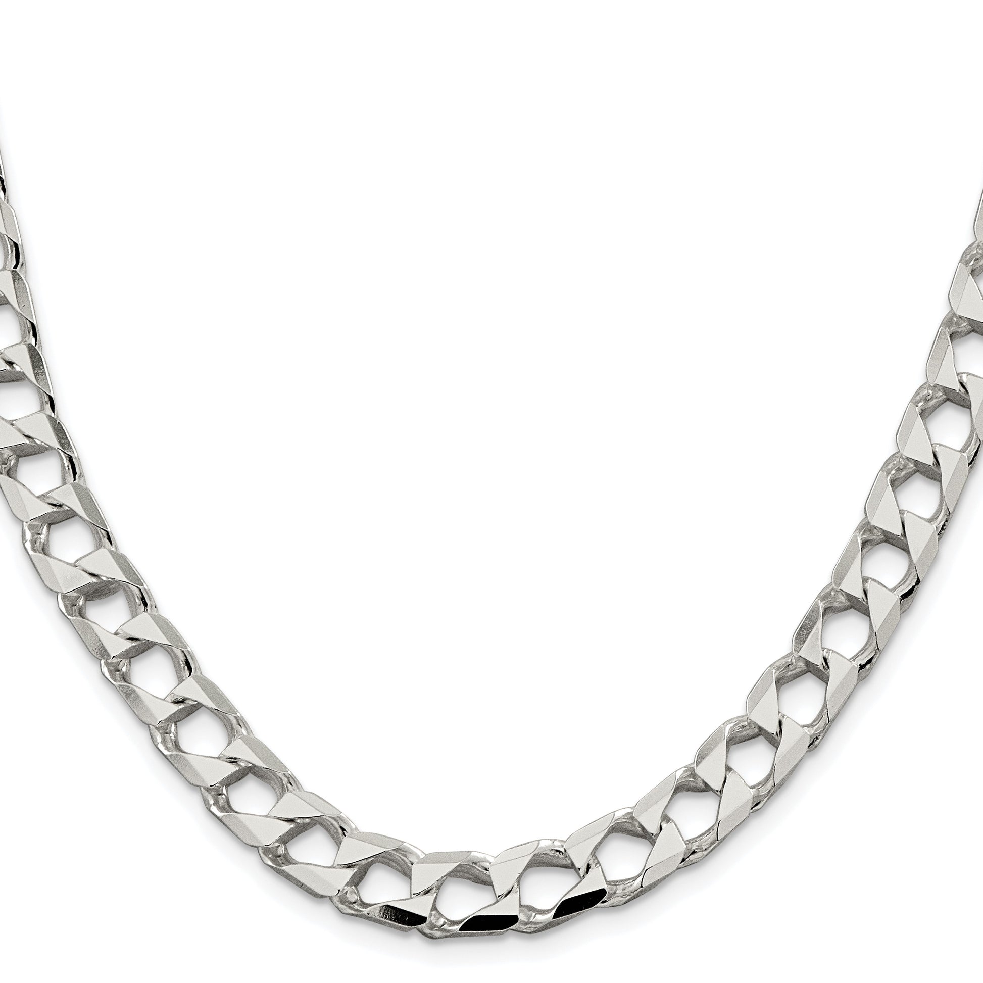 Sterling Silver Rhodium-plated 8.6mm D/C Square Curb Chain