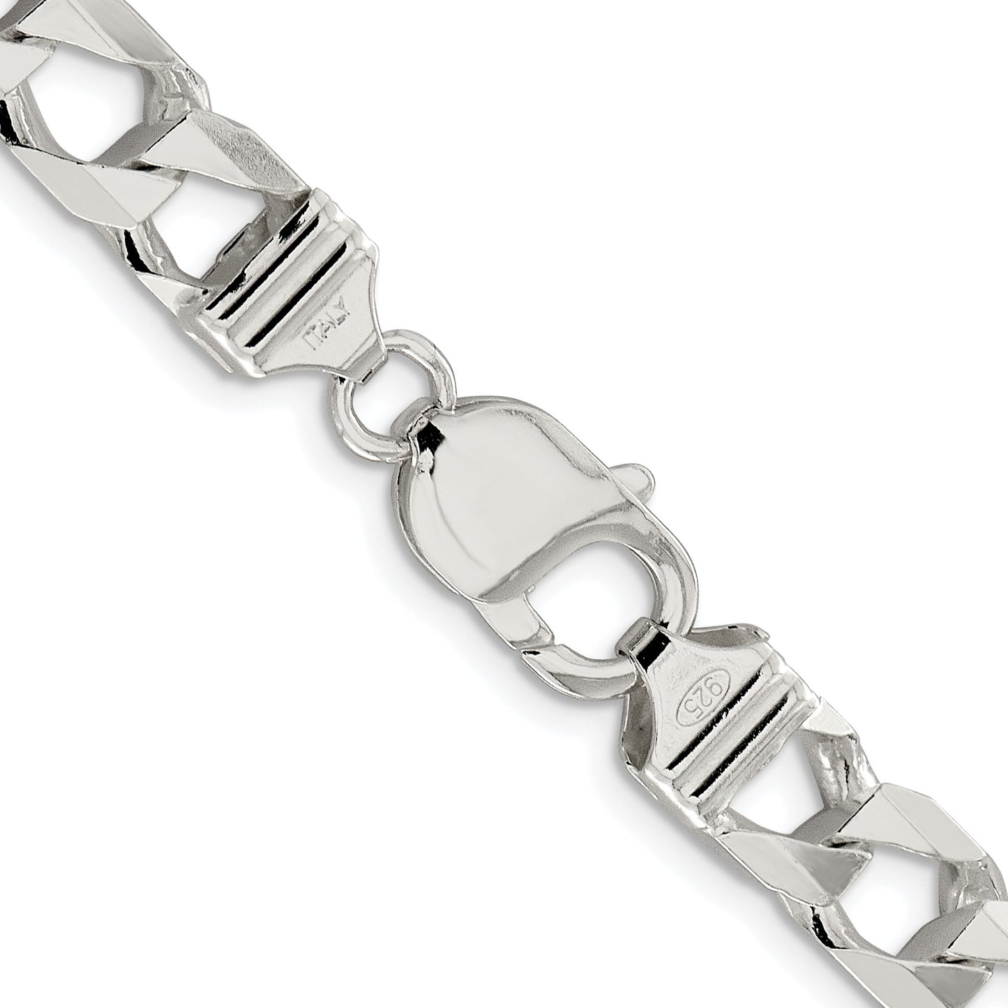 Sterling Silver Rhodium-plated 8.6mm D/C Square Curb Chain