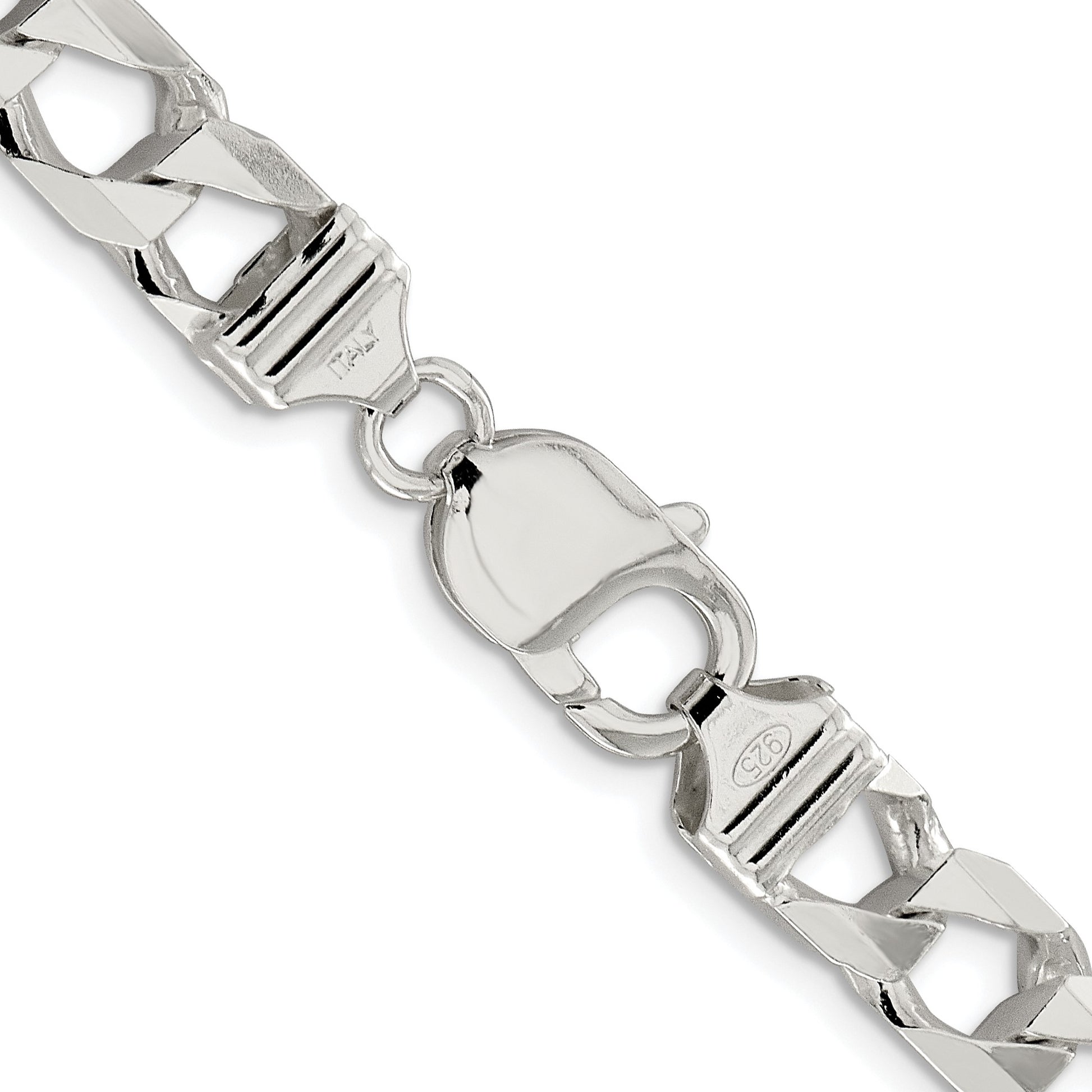 Sterling Silver Rhodium-plated 8.6mm D/C Square Curb Chain