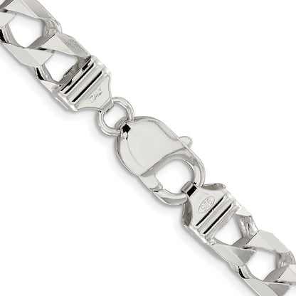 Sterling Silver Rhodium-plated 8.6mm D/C Square Curb Chain
