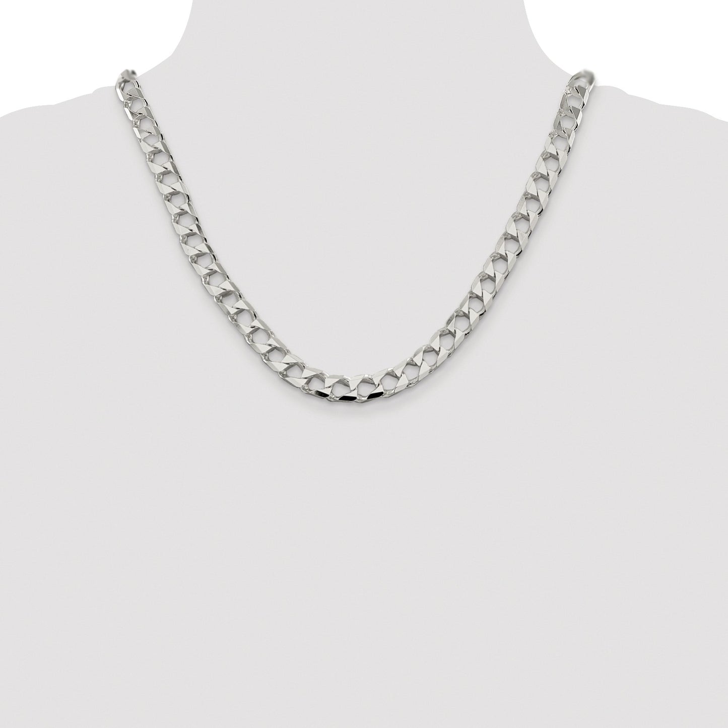 Sterling Silver Rhodium-plated 8.6mm D/C Square Curb Chain