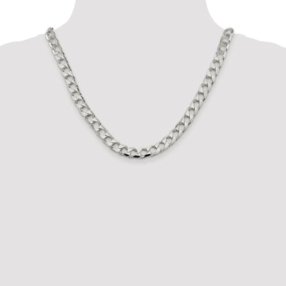 Sterling Silver Rhodium-plated 8.6mm D/C Square Curb Chain