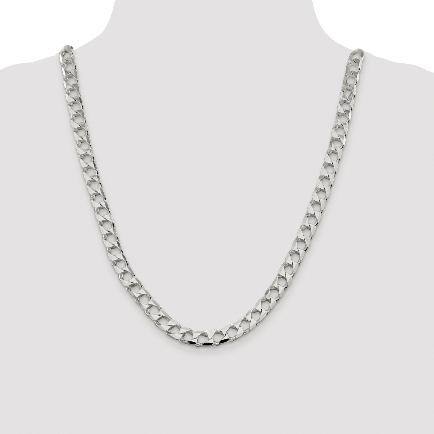 Sterling Silver Rhodium-plated 8.6mm D/C Square Curb Chain