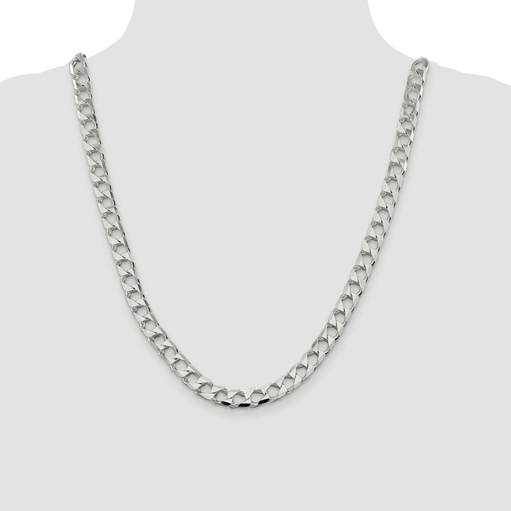 Sterling Silver Rhodium-plated 8.6mm D/C Square Curb Chain