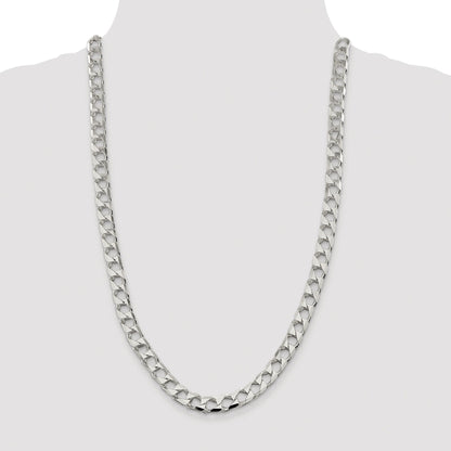 Sterling Silver Rhodium-plated 8.6mm D/C Square Curb Chain