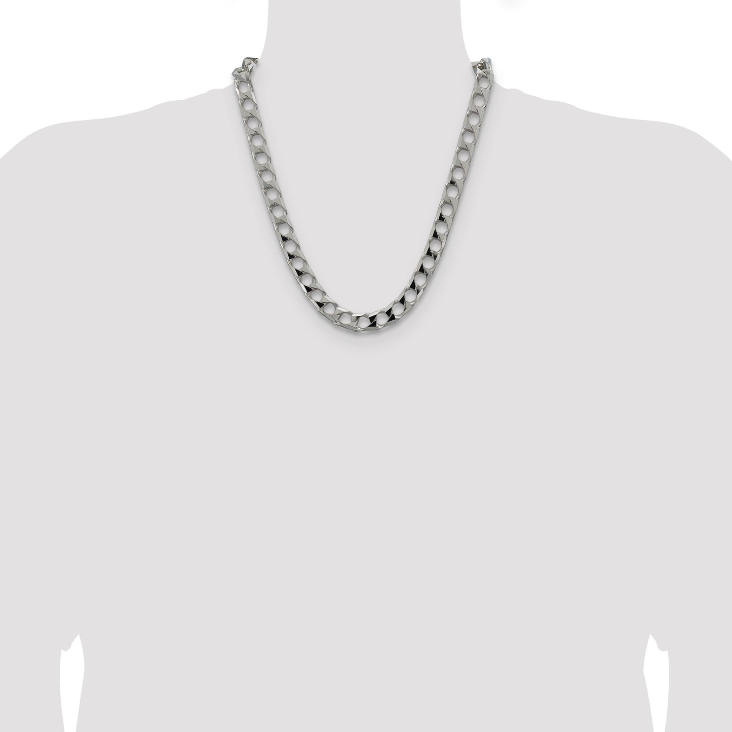 Sterling Silver 10.3mm D/C Square Curb Chain