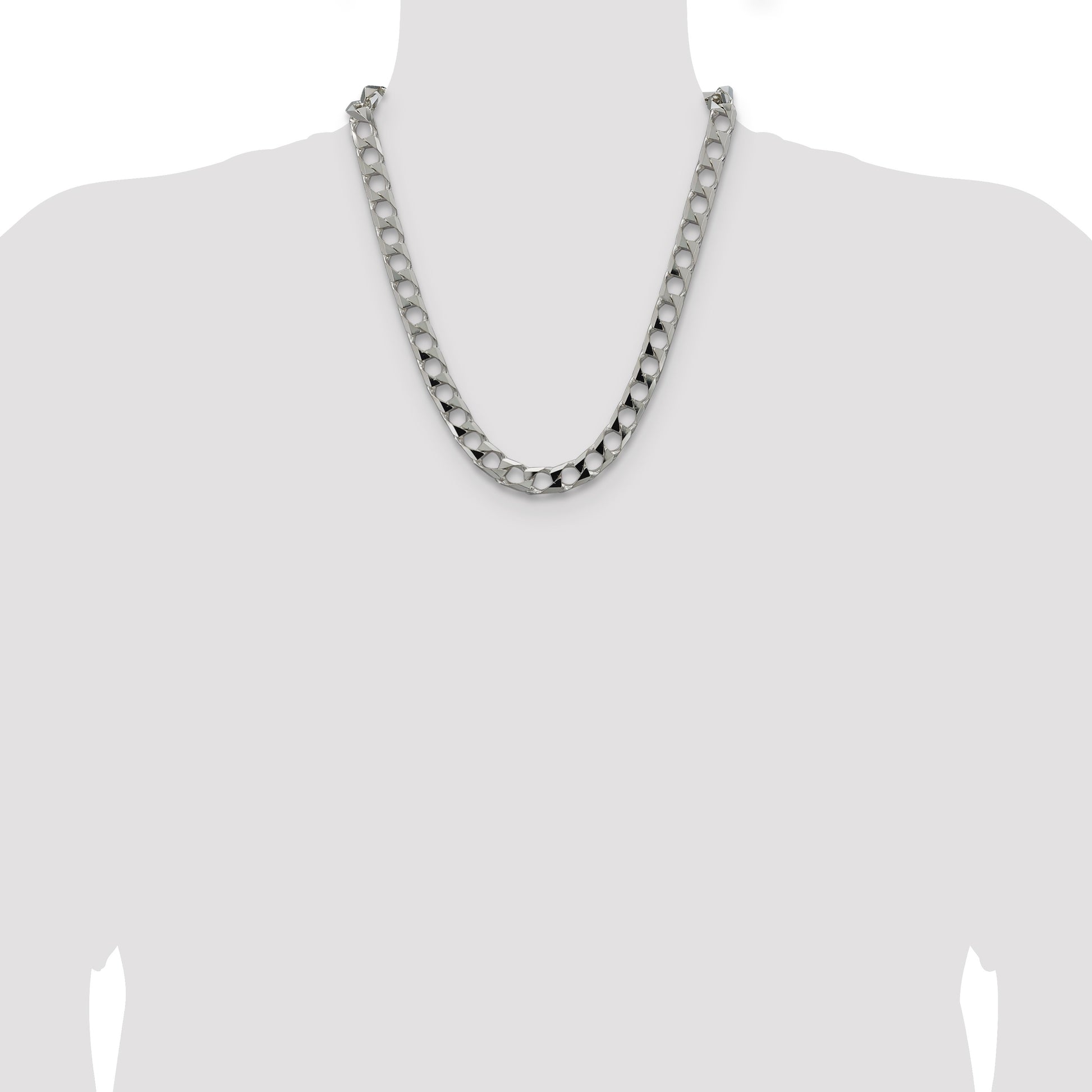 Sterling Silver 10.3mm D/C Square Curb Chain