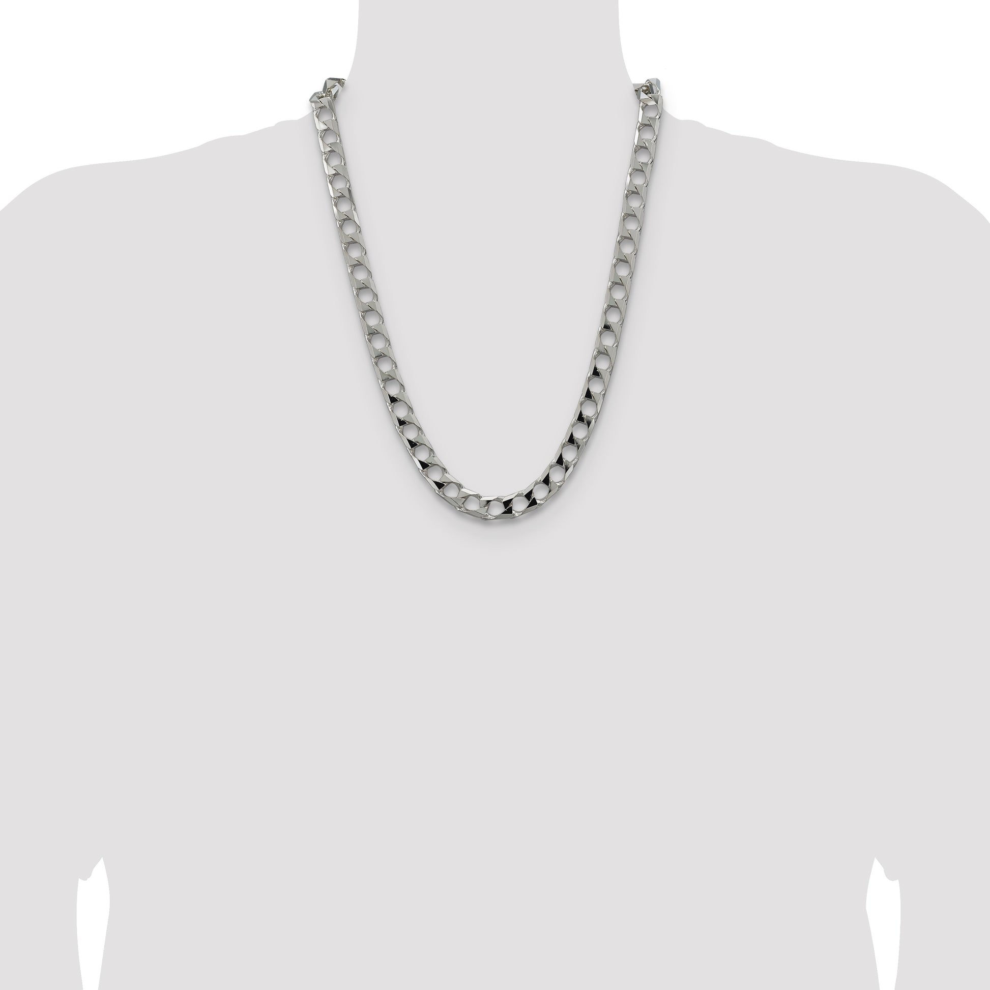 Sterling Silver 10.3mm D/C Square Curb Chain