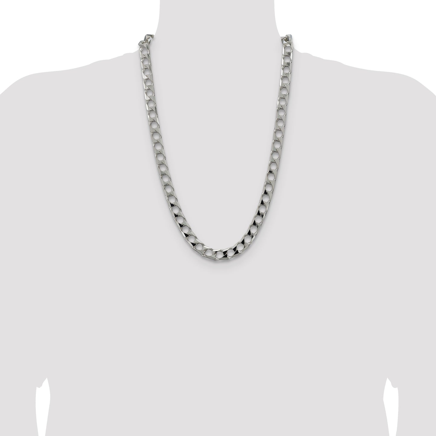 Sterling Silver 10.3mm D/C Square Curb Chain