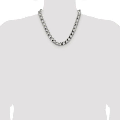 Sterling Silver Rhodium-plated 10.3mm D/C Square Curb Chain
