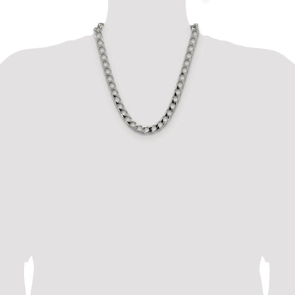 Sterling Silver Rhodium-plated 10.3mm D/C Square Curb Chain