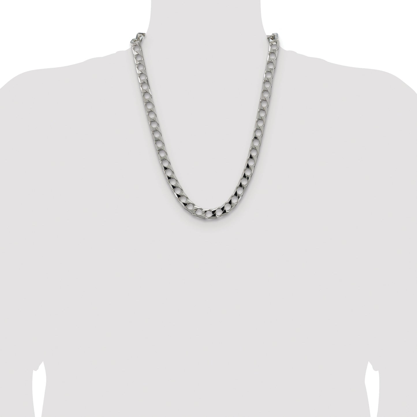 Sterling Silver Rhodium-plated 10.3mm D/C Square Curb Chain