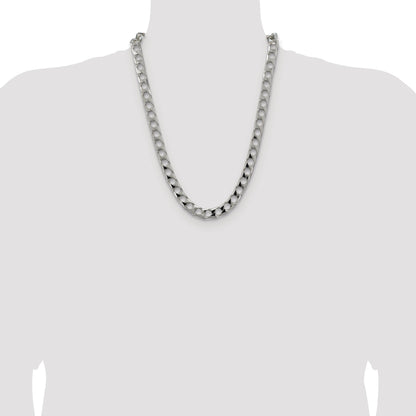 Sterling Silver Rhodium-plated 10.3mm D/C Square Curb Chain