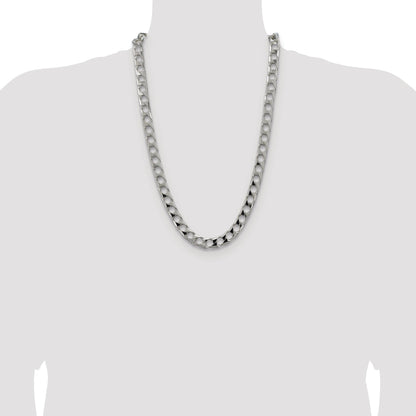 Sterling Silver Rhodium-plated 10.3mm D/C Square Curb Chain