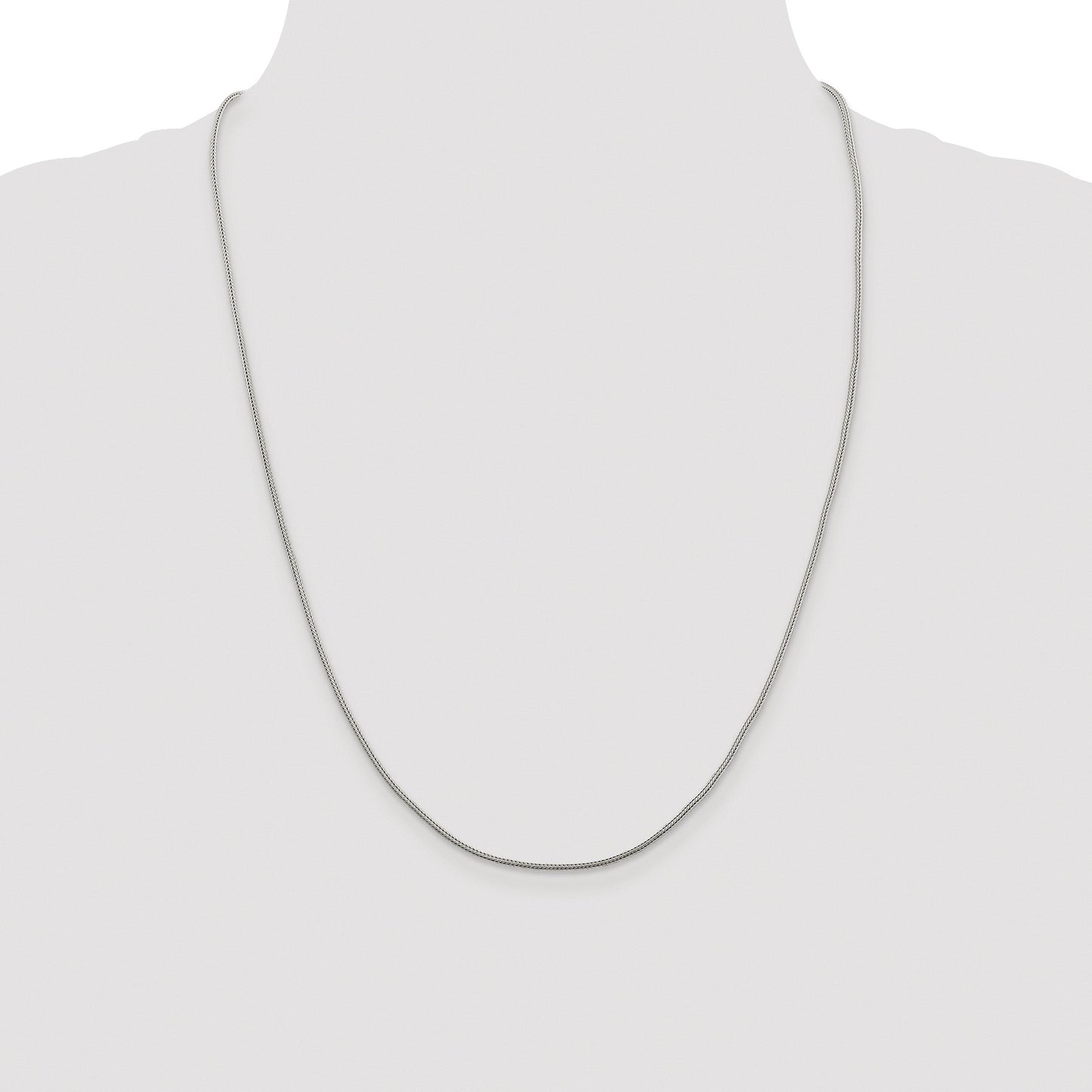 Sterling Silver Rhodium-plated 1.25mm Diamond-cut Round Franco Chain