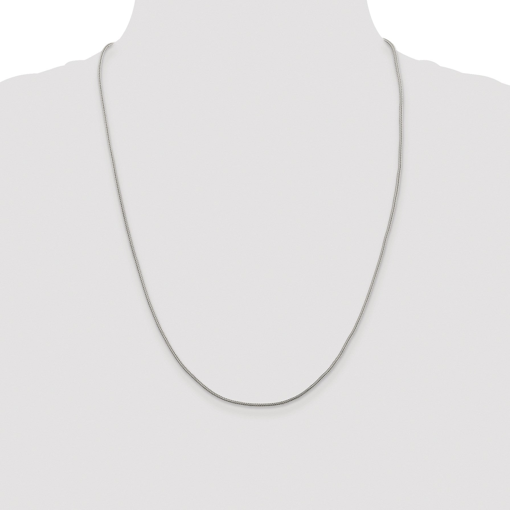 Sterling Silver Rhodium-plated 1.25mm Diamond-cut Round Franco Chain