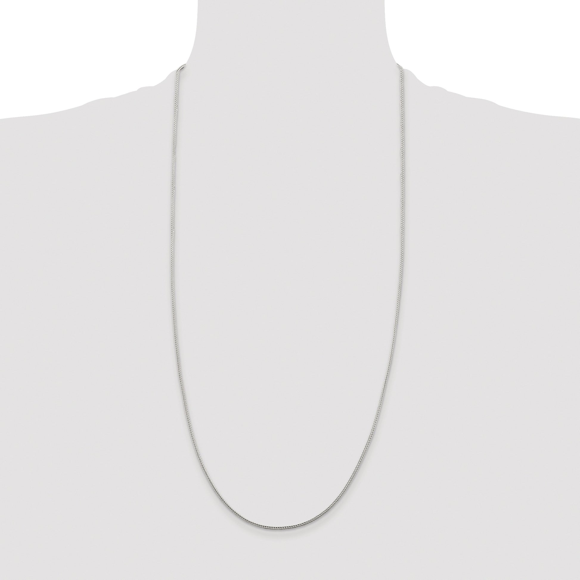 Sterling Silver Rhodium-plated 1.45mm Diamond-cut Round Franco Chain