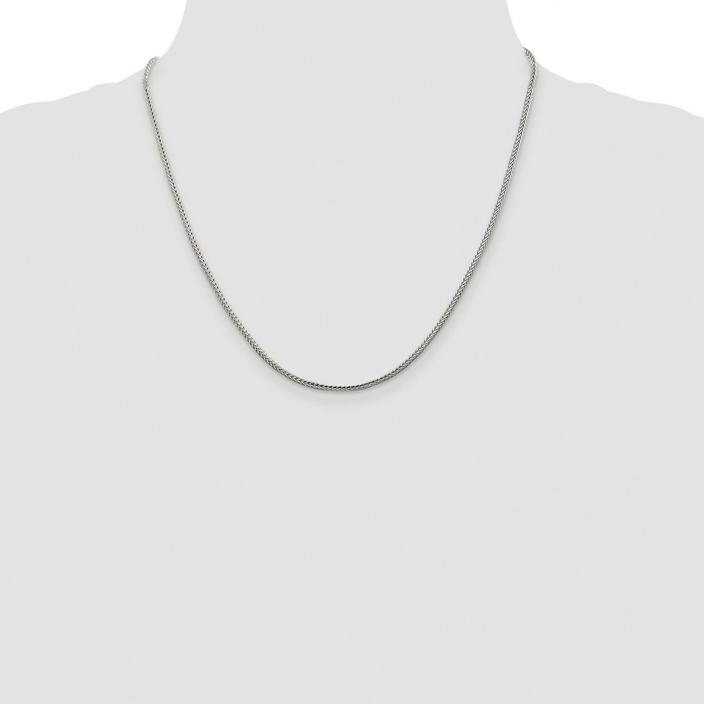 Sterling Silver Rhodium-plated 2mm Diamond-cut Round Franco Chain
