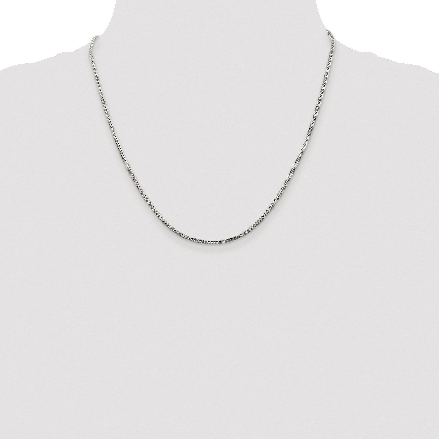 Sterling Silver Rhodium-plated 2mm Diamond-cut Round Franco Chain