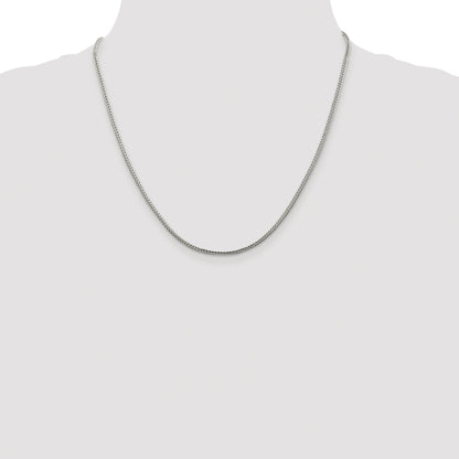 Sterling Silver Rhodium-plated 2mm Diamond-cut Round Franco Chain