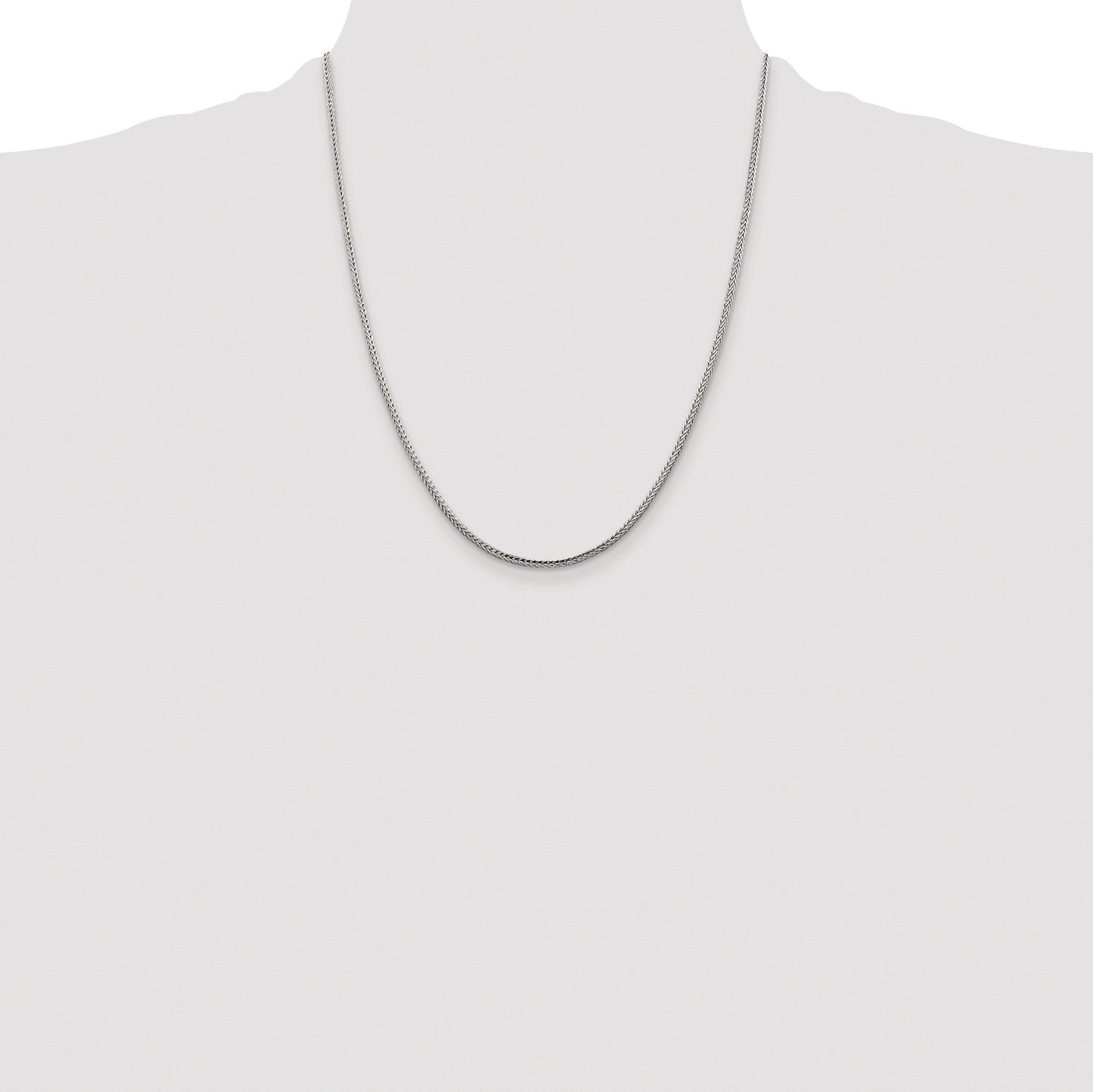 Sterling Silver Rhodium-plated 2mm Diamond-cut Round Franco Chain