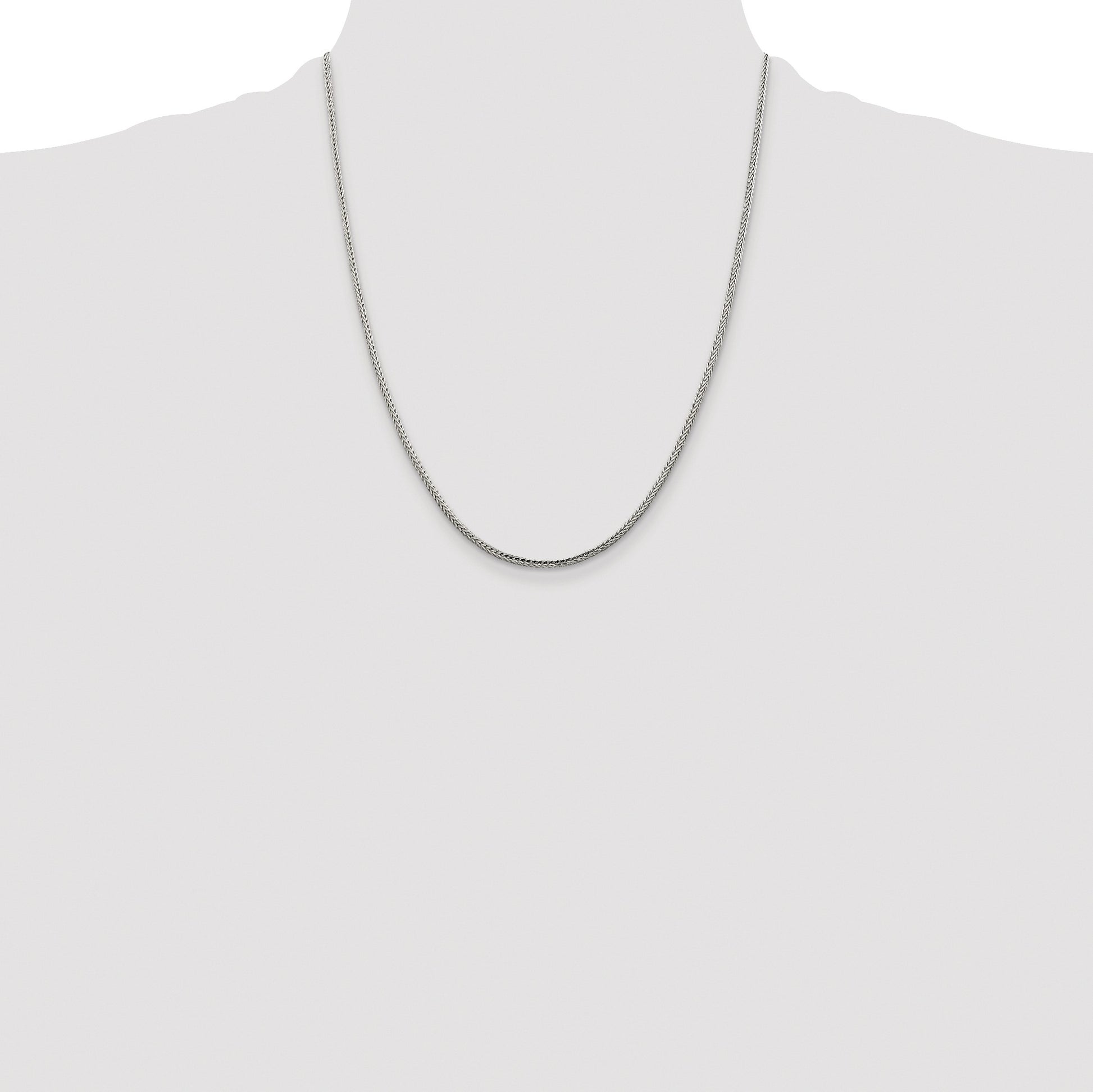 Sterling Silver Rhodium-plated 2mm Diamond-cut Round Franco Chain