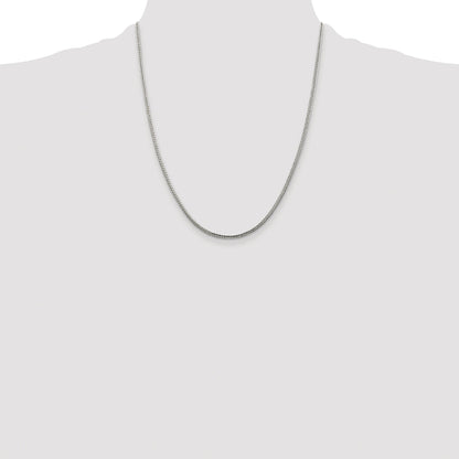 Sterling Silver Rhodium-plated 2mm Diamond-cut Round Franco Chain