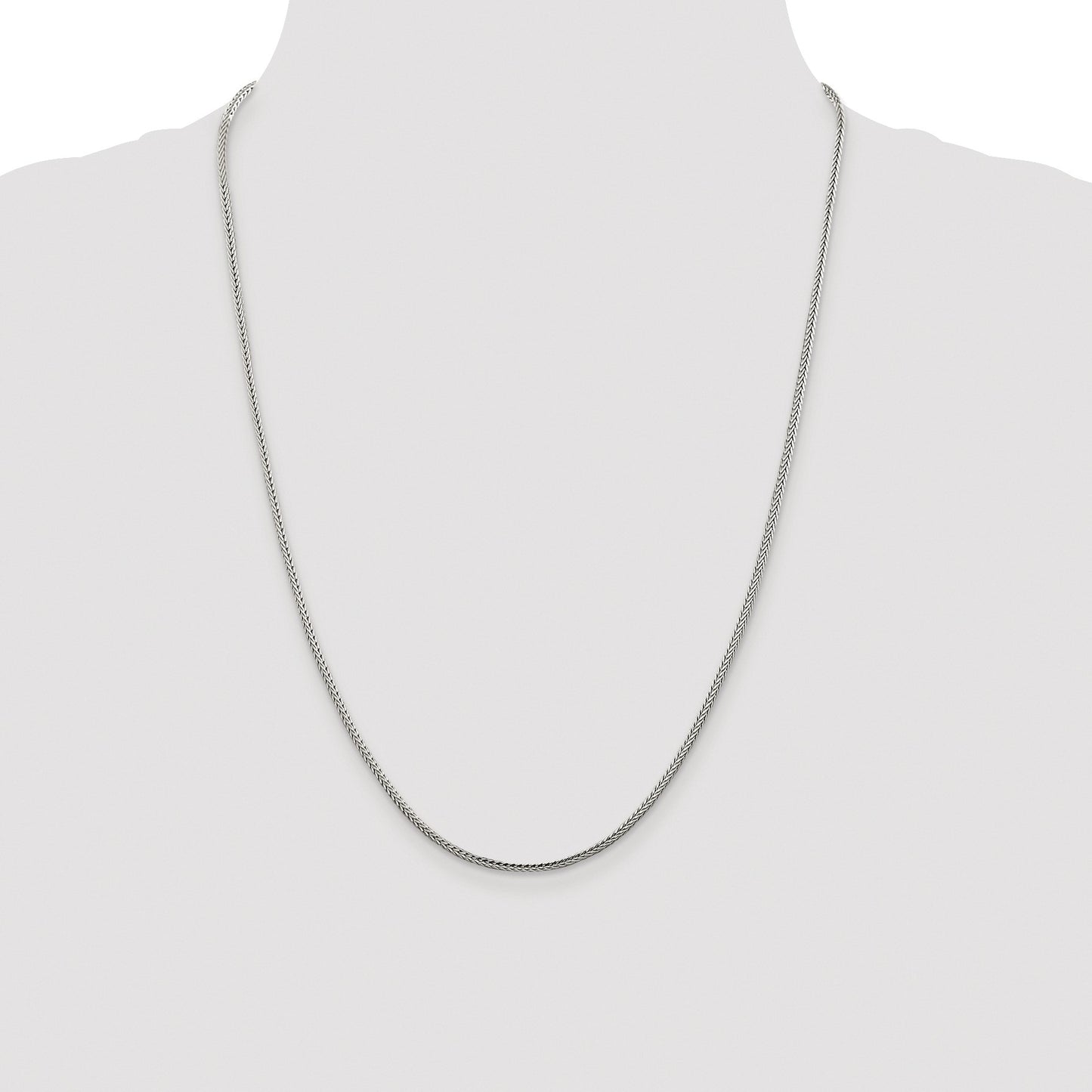 Sterling Silver Rhodium-plated 2mm Diamond-cut Round Franco Chain