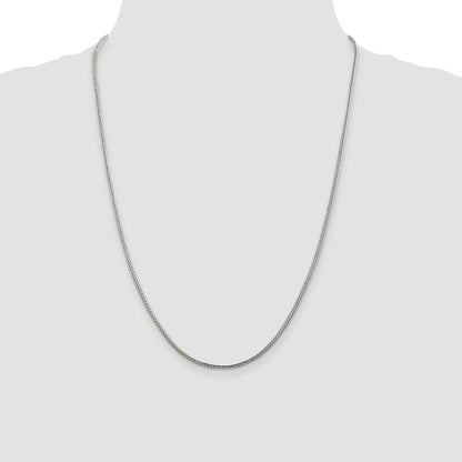 Sterling Silver Rhodium-plated 2mm Diamond-cut Round Franco Chain