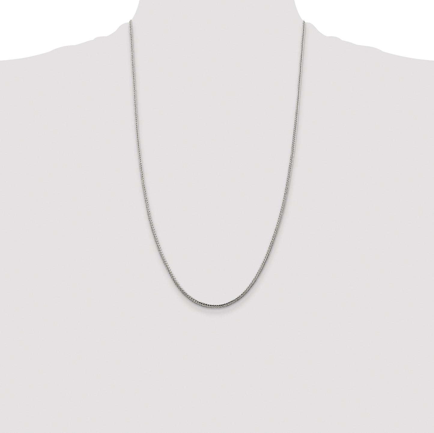 Sterling Silver Rhodium-plated 2mm Diamond-cut Round Franco Chain