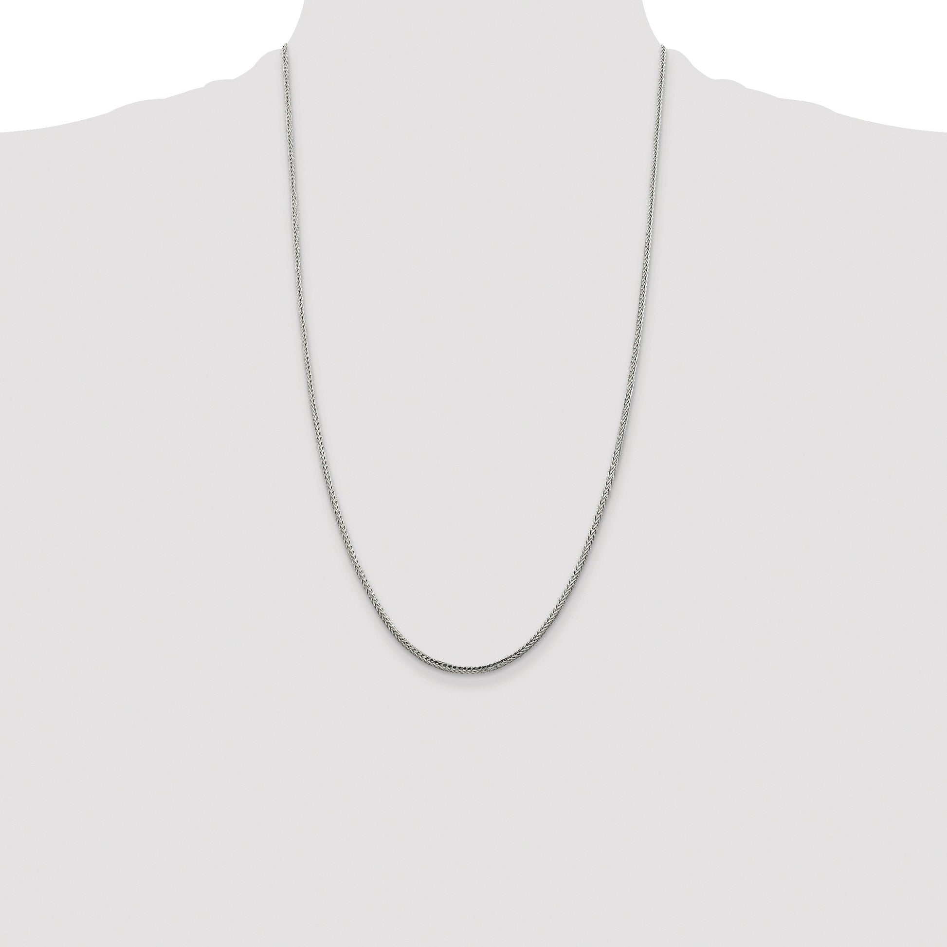 Sterling Silver Rhodium-plated 2mm Diamond-cut Round Franco Chain