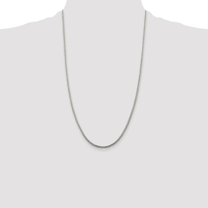 Sterling Silver Rhodium-plated 2mm Diamond-cut Round Franco Chain