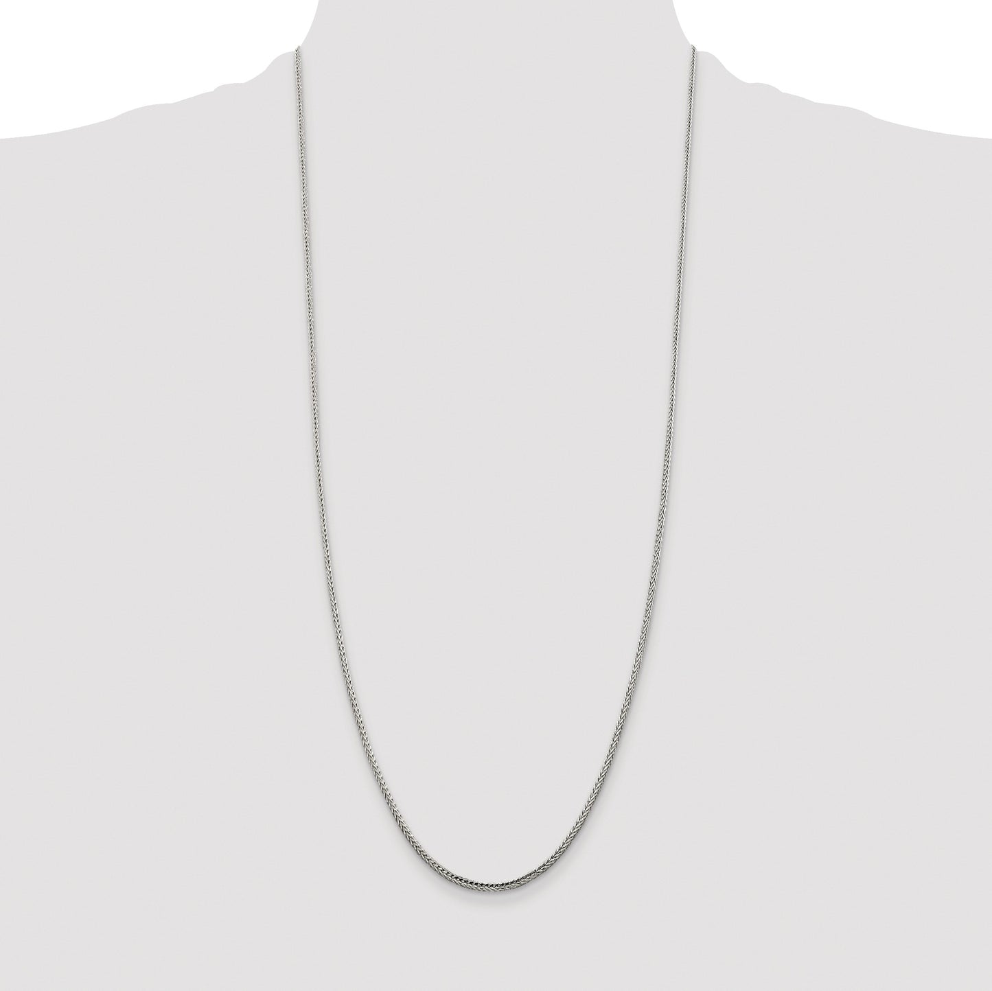 Sterling Silver Rhodium-plated 2mm Diamond-cut Round Franco Chain