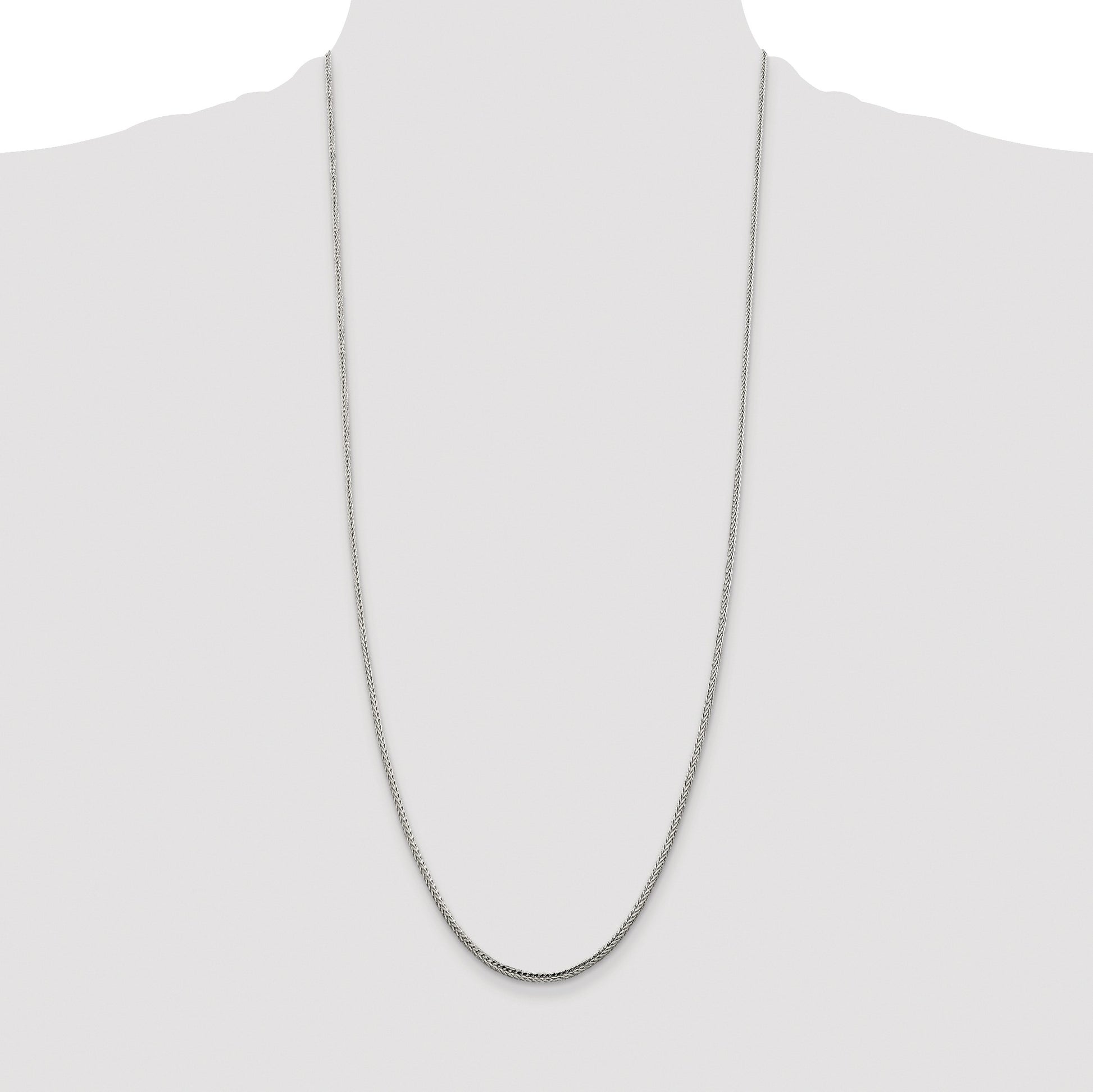 Sterling Silver Rhodium-plated 2mm Diamond-cut Round Franco Chain