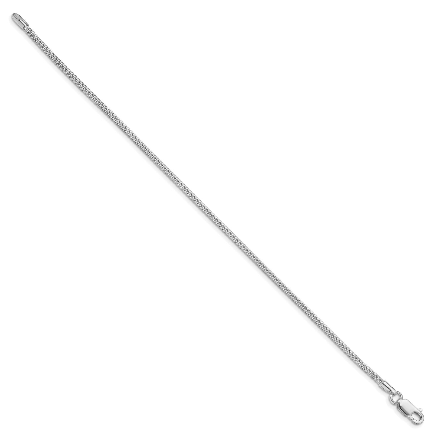 Sterling Silver Rhodium-plated 2mm Diamond-cut Round Franco Chain