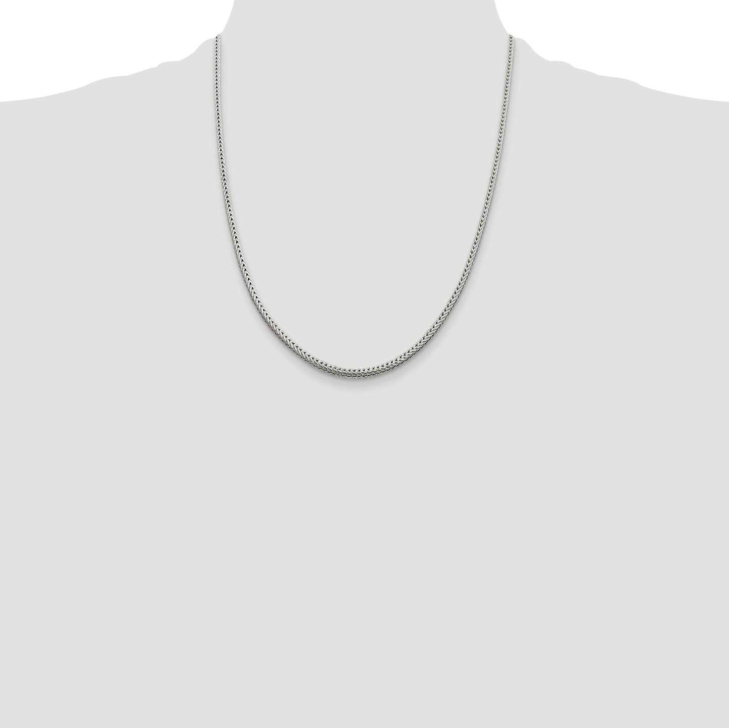 Sterling Silver 2.5mm Diamond-cut Round Franco Chain